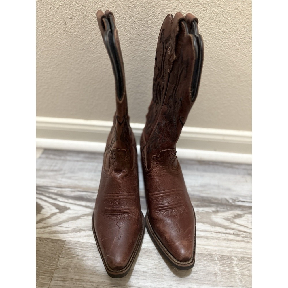 Justin Boots Dark Brown Mustang Cowhide Leather Style L2559 Women's Size 10 - Picture 2 of 6